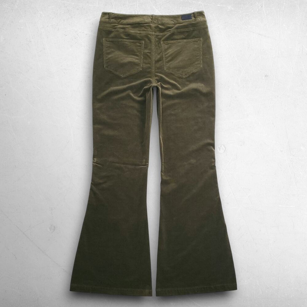 Paige Genevieve Flare Corduroy Pants Stretch Women 30 Dk Brushed Olive 70s Boho - Picture 4 of 15